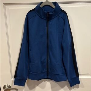 Uniqlo Blue Sweatshirt with Standing Collar and Full-Length Zipper